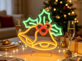 Cartel neon campanitas Navidad 